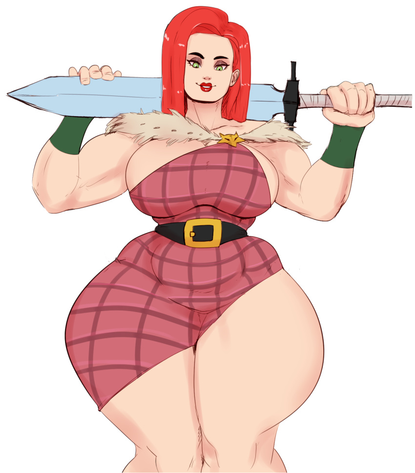 1girls big_breasts daughters_of_the_scotsman female huge_breasts isla_(samurai_jack) muscular_female naughty_face samurai_jack seductive seductive_smile smile sunnysundown thick_legs thick_thighs waist white_background wide_hips woman