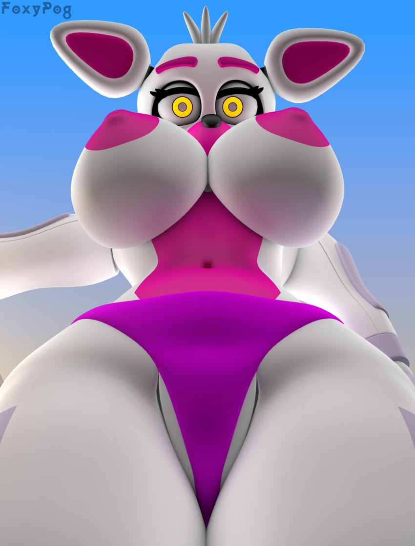 3d 3d_(artwork) big_ass big_breasts five_nights_at_freddy's foxypog from_below funtime_foxy_(fnaf) funtime_foxy_(fnafsl) looking_at_viewer looking_down solo solo_female