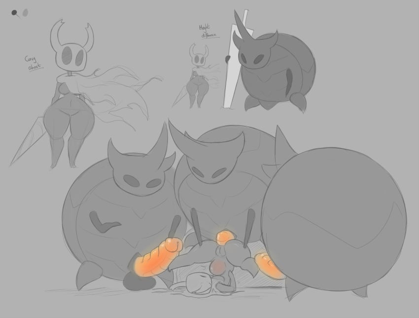 anal anal_sex anthro anthro_on_anthro anthro_penetrated anthro_penetrating anthro_penetrating_anthro arthropod balls big_balls big_penis black_eyes black_penis breasts cloak closed_eyes clothing featureless_breasts female female_penetrated female_the_knight_(hollow_knight) foursome gangbang genitals glowing glowing_genitalia glowing_penis grey_background group group_sex hi_res holding_object holding_weapon hollow_knight insects kilinah larger_male male male_penetrating male_penetrating_female medium_breasts multiple_scenes no_pupils orange_penis penetration penis piledriver_position protagonist_(hollow_knight) rule_63 sex simple_background size_difference sketch smaller_female spread_legs spreading stomach_bulge straight team_cherry the_knight_(hollow_knight) thick_thighs tight_fit vessel_(species) video_games watcher_knight weapon