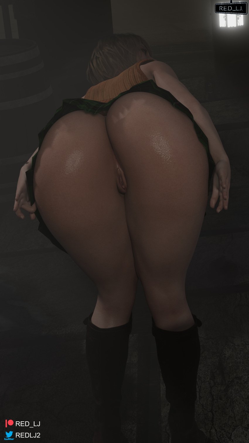 1girls 3d american aqua_eyes ashley_graham ashley_graham_(ella_freya) ass big_ass blender_(software) blonde_hair blue_eyes capcom checkered_skirt cute dark_room dat_ass female female_only green_eyes green_skirt imminent_sex invitation light-skinned_female looking_at_viewer looking_back medium_hair open_skirt petite presenting_ass red_lj resident_evil resident_evil_4 resident_evil_4_remake skirt solo turtleneck uniform vagina yellow_hair