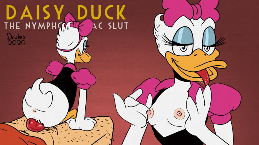 1boy 1boy1girl 1girls animated anthro anus ass beagle_boys breasts daisy_duck disney dog_penis drool drooling drules_(artist) duck female hairbow half-closed_eyes nymphomania open_shirt small_breasts smile smirk soft_feathers tease teasing tongue tongue_out