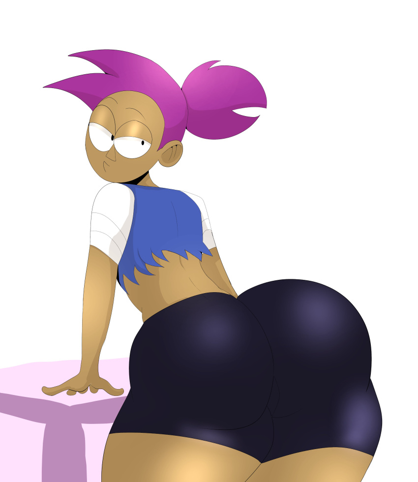 1girls 2022 absurd_res arched_back ass back back_view big_ass black_eyes bottom_heavy bottomwear cartoon_network clothed clothed_female clothes clothing crop_top dark-skinned_female dark_skin enid female fully_clothed hair half-closed_eyes hi_res human large_ass leaning_forward legs_together looking_back medium_hair midriff ok_k.o.!_let's_be_heroes ponytail pose posing presenting presenting_hindquarters purple_hair rear_view shirt shorts skin_tight solo standing susknuckles thick_legs thick_thighs thighs tight_clothing topwear white_background wide_hips