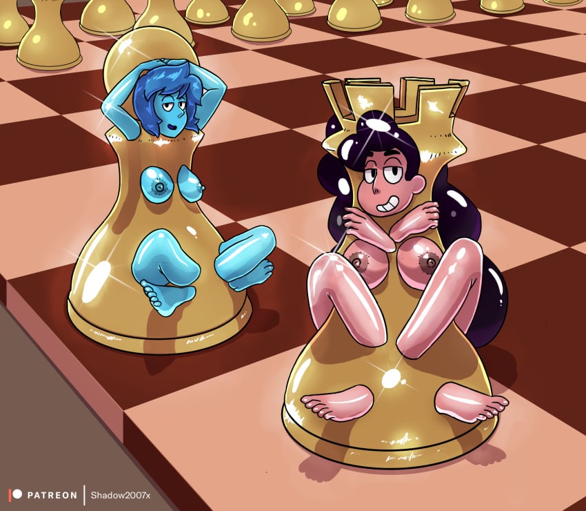 2020 bondage chess chess_piece chess_transformation commission digital_media_(artwork) female gem highres inanimate_transformation lapis_lazuli_(steven_universe) shadow2007x steven_universe stevonnie transformation