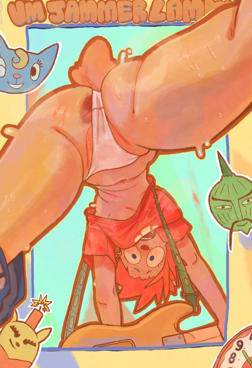 absurd_res anthro anus_peek ass big_breasts big_butt bodily_fluids bovid breasts caprine chop_chop_master_onion clothing domestic_cat felid feline felis female group guitar hi_res katy_kat lammy_lamb ma-san male mammal musical_instrument musk navel_piercing parappa_the_rapper plucked_string_instrument sheep smashmat sony_corporation sony_interactive_entertainment steam string_instrument sweat thick_thighs um_jammer_lammy underwear