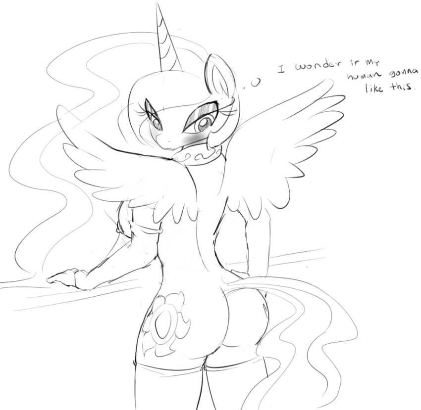 alicorn blush breasts equine female friendship_is_magic hair horn horse my_little_pony pony princess_celestia_(mlp) seii3 stockings wings zev