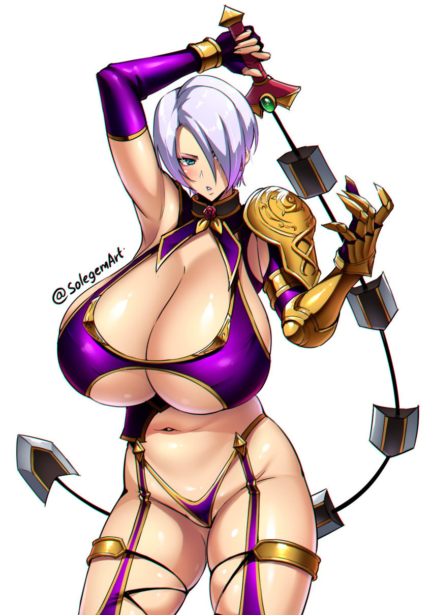 big_breasts chubby curvy female female_only isabella_valentine plump skindentation solegemart solo soul_calibur venus_body weapon