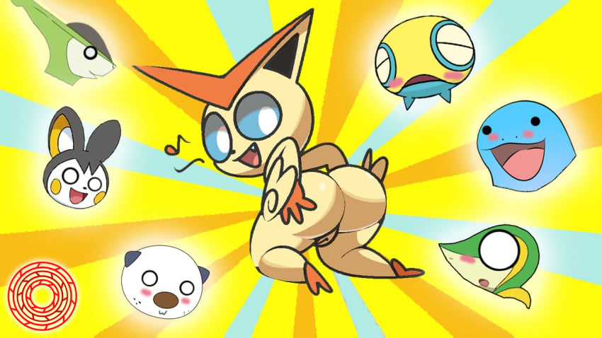 anthro ass ass_grab blush dunsparce emolga female_pokemon furry kneeling looking_back o1girls oshawott pokemon pokemon_(species) pokemon_bw pokemon_mystery_dungeon pokemon_rgby pokemon_rse pussy quagsire shocked snivy snivythesuperior victini virizion watching