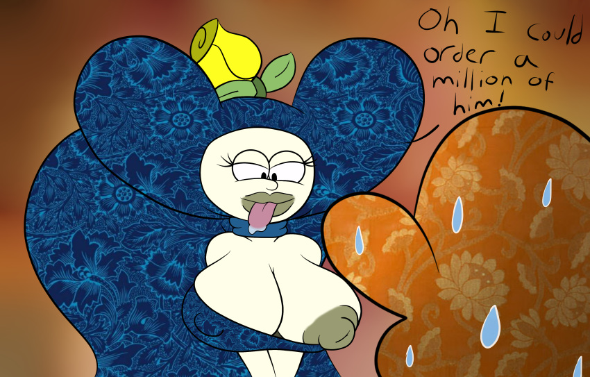 breast breasts breasts cartoon_network chowder_(series) flower hat mung_daal nipples nipples_outside saliva sweat terebision text tongue_out unknown_character