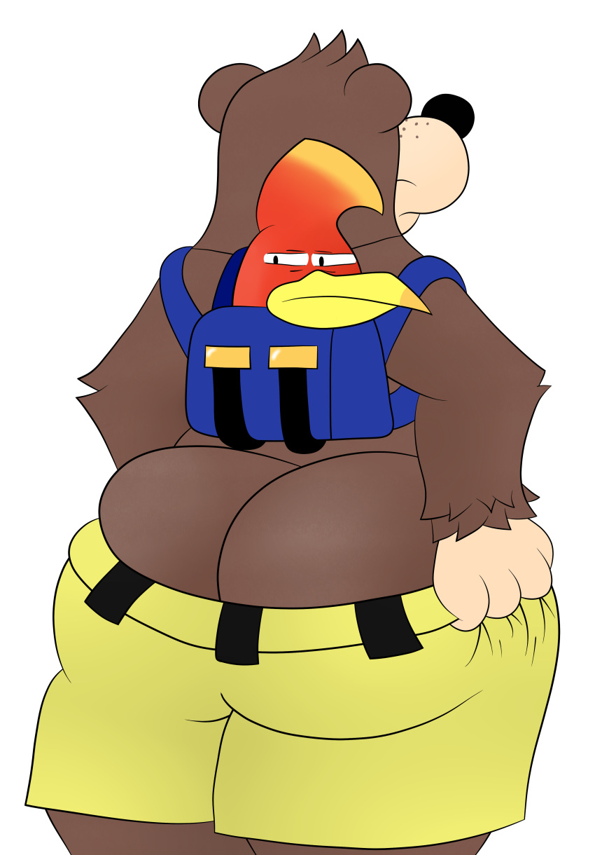 ass ass_cleavage backpack bag banjo-kazooie banjo_(banjo-kazooie) bear bird bovine butt_crack disappointed furry kazooie male_focus nintendo rareware terebision