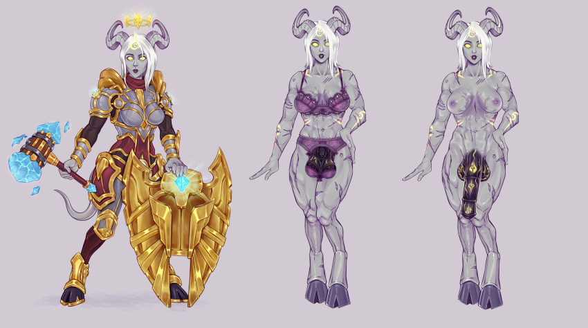 amargaridansfw armor ball_bra big_penis buff clothing crown draenei futa_only futanari hooves horns horns_and_hooves horsecock lightforged_draenei lightforged_draenei_paladin lingerie lipstick lumarra muscular_futanari muscular_thighs naked penis shield solo_futa tagme tattoos testicles veiny_penis veiny_testicles white_hair world_of_warcraft