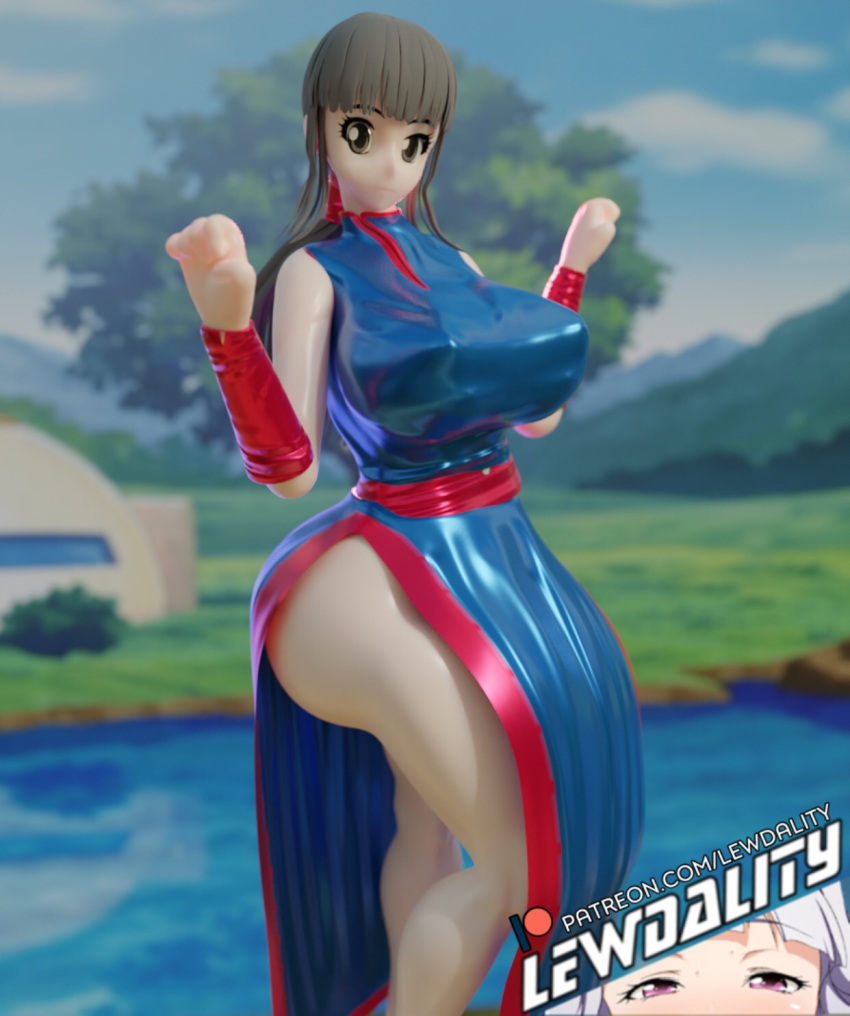 1girls 3d 3d_(artwork) ass bare_shoulders big_ass big_breasts big_butt big_hips calves chichi curvaceous curvy curvy_figure dragon_ball fanart female female_only hi_res high_resolution highres hips huge_ass huge_breasts japanese_clothes large_ass large_breasts lewdality long_hair looking_at_viewer patreon ponytail slim small_waist solo thick_thighs thighs