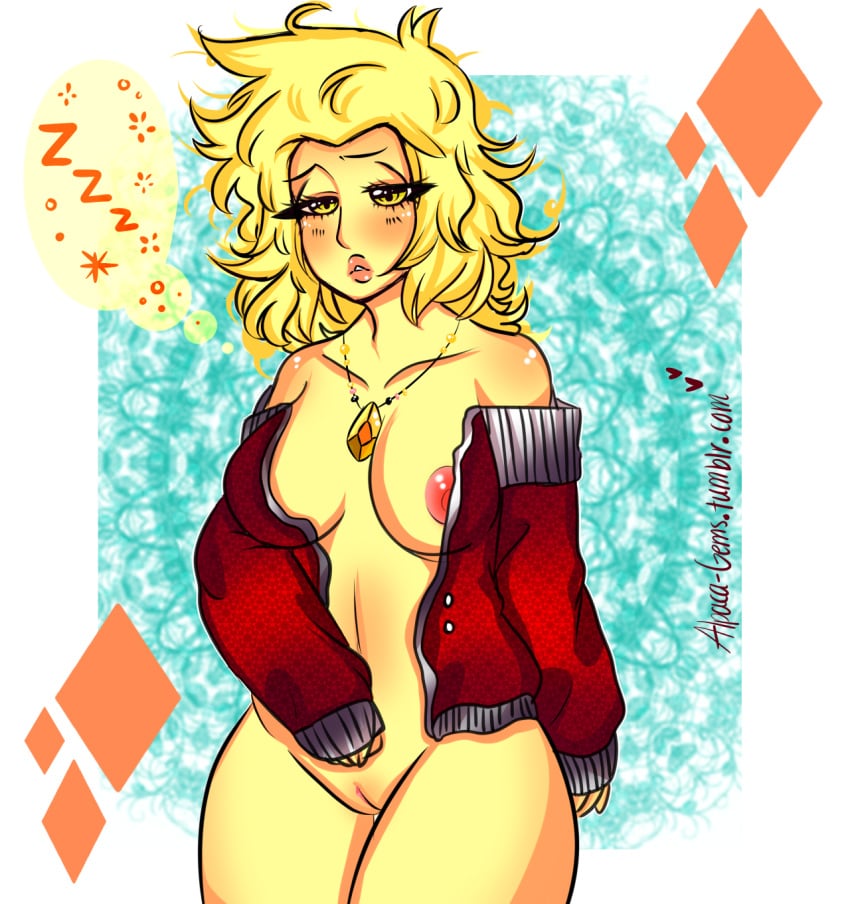 alpaca-gems breasts cartoon_network diamond_authority female female_only gem_(species) messy_hair nipples pussy sleepy solo steven_universe tagme wide_hips yellow_diamond_(steven_universe)