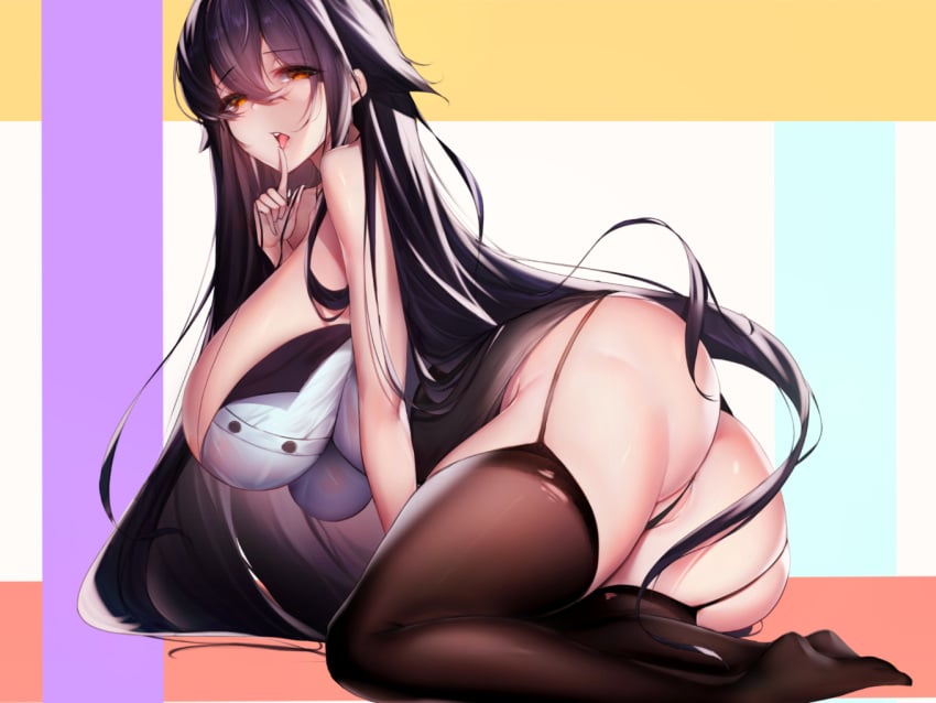 anthro anus ass azuma_(azur_lane) azur_lane busty geonjeonhannick long_hair panties stockings thick_thighs underwear