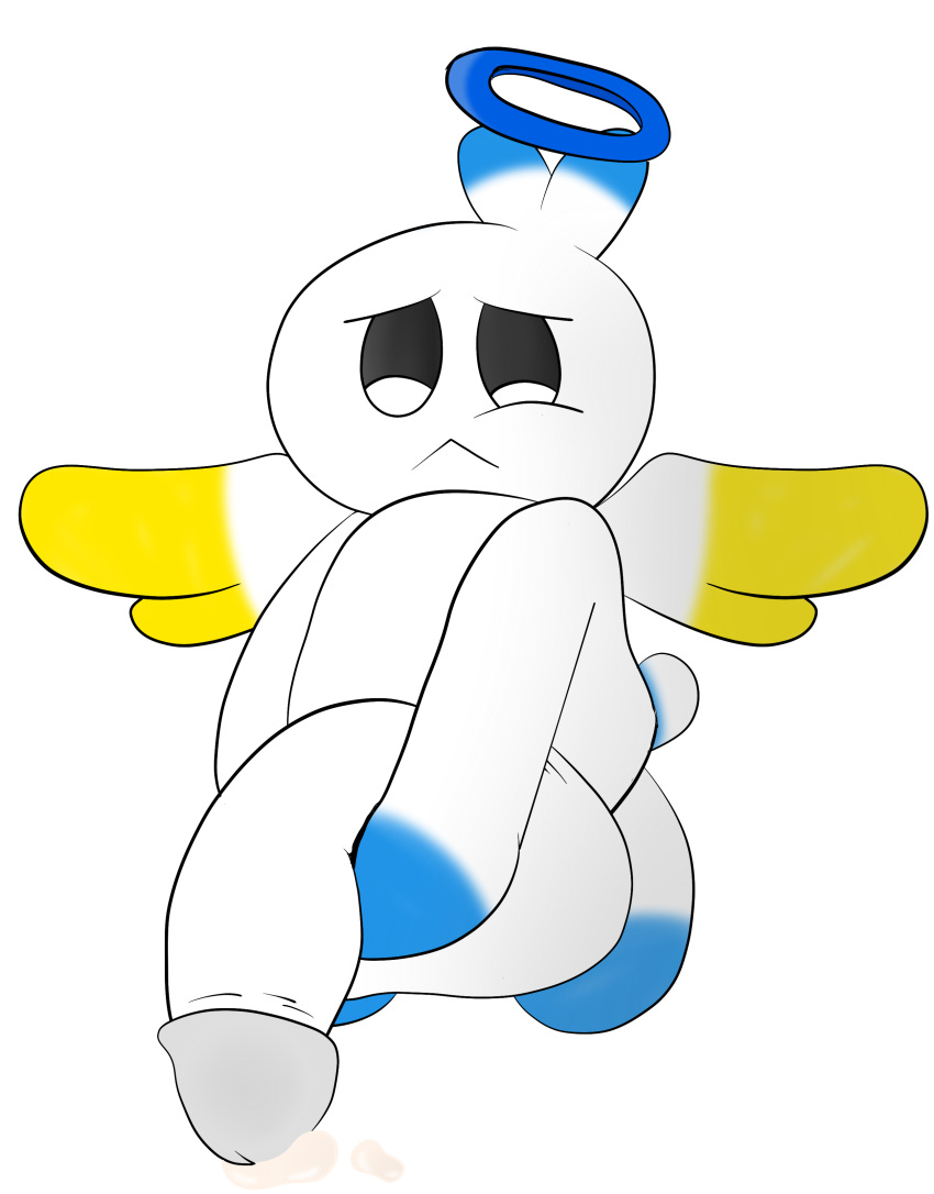 1boy 2d :< balls carrying carrying_penis chao_(sonic) cock cum cumshot dick halo hero_chao holding_penis humanoid hyper_penis male_only no_humans non-human non-human_only penis sad sega solo sonic_(series) sonic_the_hedgehog_(series) tail terebision testicles white wings