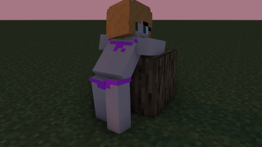 alex_(minecraft) bikini blocks green_eyes log minecraft orange_hair