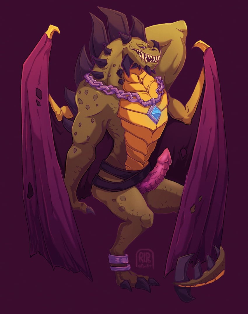 3_toes activision anthro balls barazoku biceps claws dragon erection genitals grin gunnar_(spyro) hi_res horn jewelry male male_only muscular muscular_anthro muscular_male penis pinup pose ridged_penis rips_(artist) scales scalie smile solo spyro_reignited_trilogy spyro_the_dragon teeth toes vein veiny_penis video_games wings