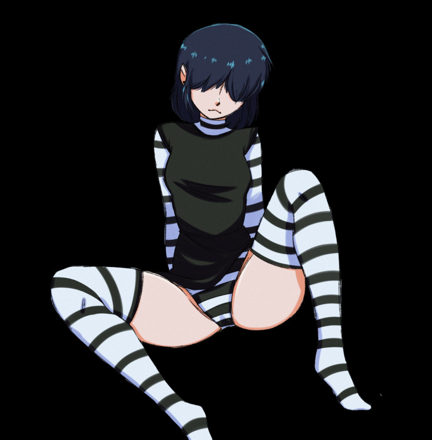 aged_up aiden_abadeer bangs black_hair breasts clothes clothing female female_only goth goth_girl gothic hair_over_eyes lucy_loud no_shoes older panties shirt solo solo_female solo_focus spread_legs spreading stockings striped_legwear striped_panties striped_stockings striped_thighhighs the_loud_house thick thick_thighs thigh_highs thighhighs thighs