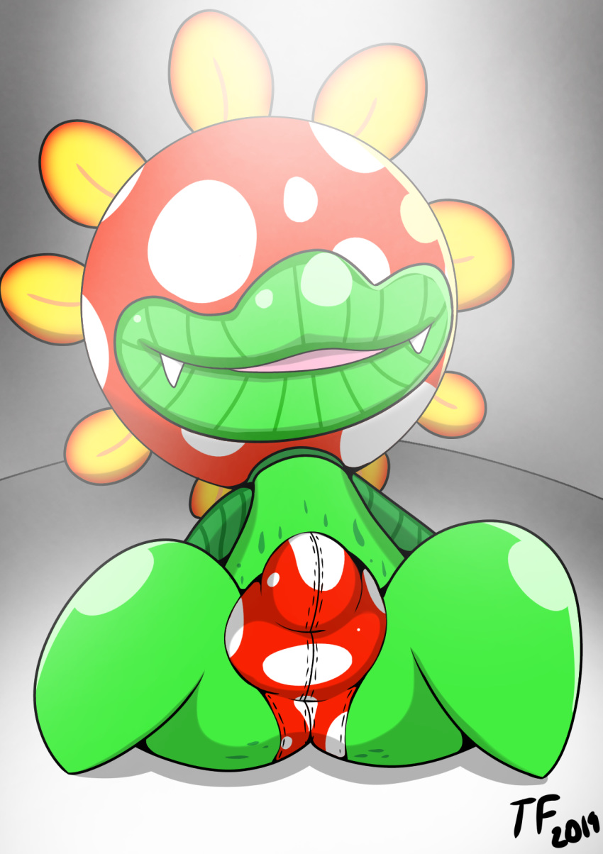 1boy 2019 anthro ass balls bulge clothed clothing elemental_creature eyeless fangs flora_fauna gay genitals green_body green_butt green_lips hi_res leaf lips looking_at_viewer male male_only mario_(series) multicolored_body nintendo penis petey_piranha piranha_plant plant presenting presenting_bulge presenting_hindquarters red_body sharp_teeth sitting smile solo spread_legs spreading super_mario_sunshine teeth tepigfan101 thick_lips underwear video_games white_body