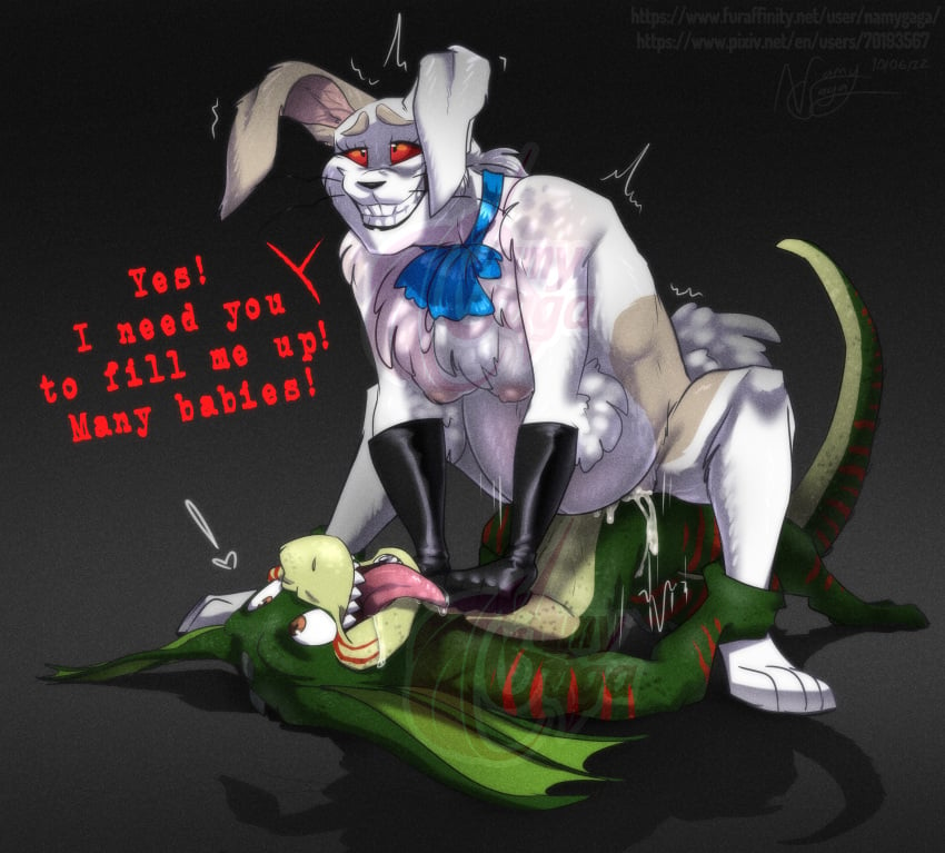 bunny_girl commission cum cum_in_pussy five_nights_at_freddy's furry huge_breasts namygaga pregnant pregnant_belly pregnant_sex scalie vanny_(fnaf)