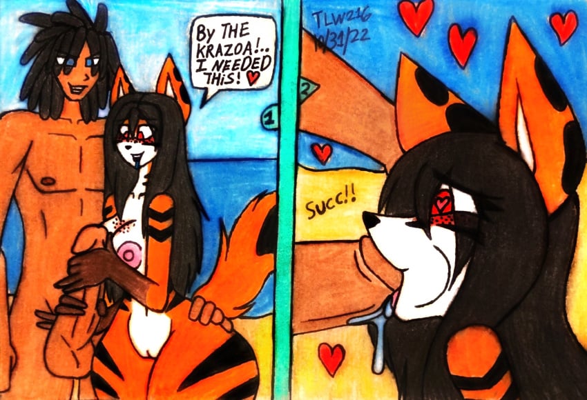 anthro anthro_penetrated aroused big_penis canid canine comic duo female fox genitals heart_eyes heart_symbol hi_res human human_on_anthro human_penetrating human_penetrating_anthro hybrid interspecies looking_at_genitalia looking_at_penis male male/female mammal motion_lines oral oral_penetration penetration penis pussy sex star_wars text theloanwanderer216 tlw216 traditional_media_(artwork) warfare_machine wide_hips yennsee_miller