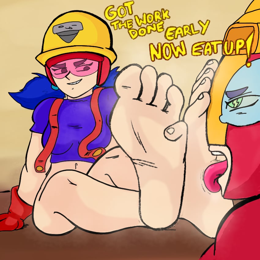 2girls asking_for_it brawl_stars feet feet_fetish feet_together female female_focus femdom foot_fetish foot_worship gloves headgear helmet jacky_(brawl_stars) legs licking licking_feet max_(brawl_stars) tacitusart tagme tinted_eyewear tongue tongue_out visor worship worshiping yuri