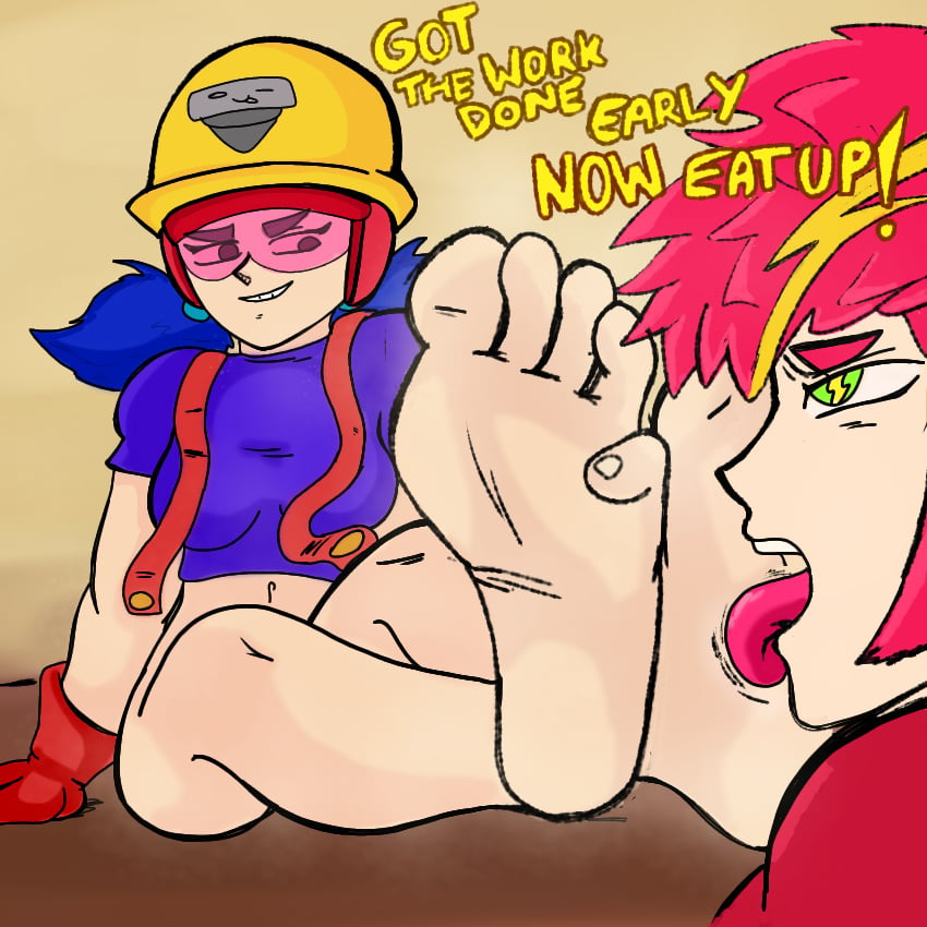 2girls asking_for_it brawl_stars feet feet_fetish feet_together female female_focus femdom foot_fetish foot_focus foot_worship helmet jacky_(brawl_stars) licking licking_feet max_(brawl_stars) tacitusart tagme thick_thighs tinted_eyewear tongue tongue_out visor worship worshiping yuri