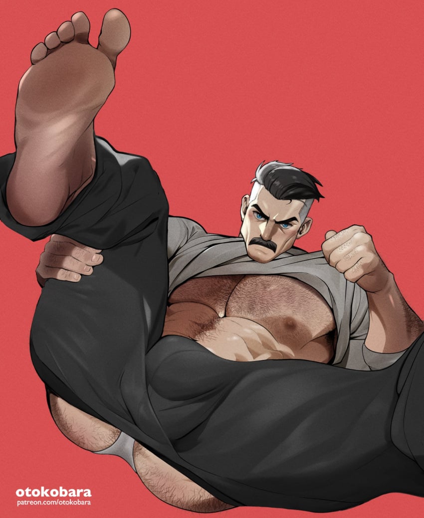 abs bara biceps big_bulge bulge clothing daddy dilf facial_hair invincible invincible_(comics) invincible_(tv_series) male male_nipples male_only manly mature_male moustache muscular_male nipples nolan_grayson omni-man otokobara pecs