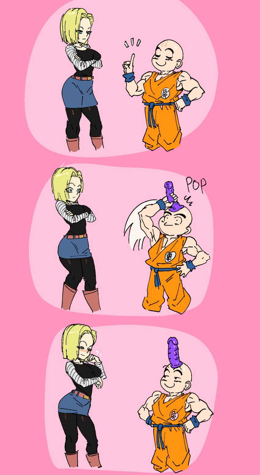 1boy 1girls android_18 bathsalts1 canon_couple couple dildo dragon_ball krillin kuririn