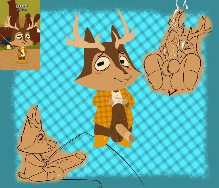 2024 anthro antlers balls bepboye big_balls big_penis black_eyes blush bodily_fluids boots brown_antlers brown_body brown_ears brown_fur brown_nose canid canine canis closed_eyes clothing cum cum_on_face cumshot deer digital_media_(artwork) domestic_dog ejaculation fishing fishing_rod footwear fur genital_fluids genitals hand_on_own_penis hand_on_penis happy hi_res holding_fishing_rod holding_object horn huge_balls huge_cock lying male mammal masturbation multicolored_body multicolored_clothing multicolored_fur multicolored_shirt multicolored_topwear on_back orange_boots orange_clothing orange_footwear orange_shirt orange_shoes orange_topwear orgasm penile penile_masturbation penis scut_tail shirt shoes short_tail side_view sitting smile solo standing tail tank_top topwear two_tone_body two_tone_fur vein veiny_penis webfishing white_clothing white_shirt white_tank_top white_topwear