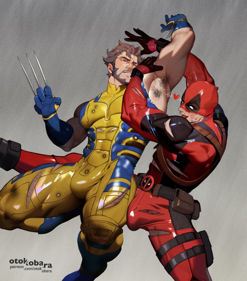 balls bara beard big_bulge bulge claws clothing daddy deadpool dilf gay logan_(x-men) male male/male male_only manly marvel marvel_comics mature_male muscular_male otokobara penis penis_outline tight_clothing wade_wilson wolverine_(x-men) x-men