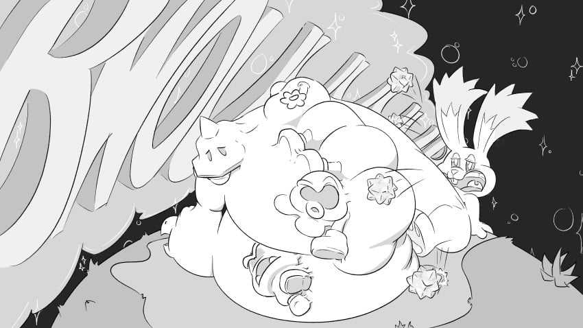 absurd_res belly belly_on_ground big_belly body_outline burping burping_up_object fat_rolls feral feral_pred feral_prey goomba group heart_print hi_res huge_belly imprint koopa lagomorph leporid mammal mario_bros multiple_prey navel nintendo nommsalotl onomatopoeia open_mouth oral_vore planet rabbit scalie sound_effects space star star_bunny super_mario_galaxy text vore voretober voretober_2024 white_body wiggler