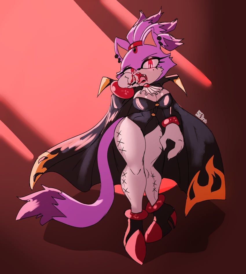 anthro blaze_the_cat breasts clothing curvy curvy_figure dipstick_tail domestic_cat felid feline felis female princess purple_body purple_fur royalty sega solo solraticart sonic_(series) sonic_the_hedgehog_(series)