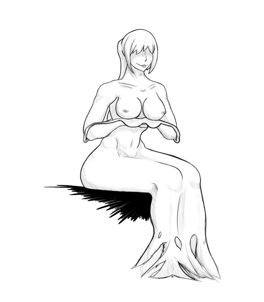 bare_shoulders bra breasts faceless faceless_character faceless_female medium_breasts mommy navel nipples scp-085 scp_foundation simple_background sitting tagme white_background zoquete