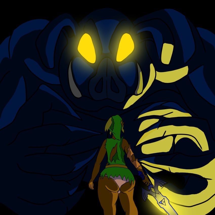 a_link_to_the_past big_ass big_butt brown_skin claws fat_ass ganon glowing hero link master_sword monster nintendo panties the_legend_of_zelda torn_clothes vontesofine69