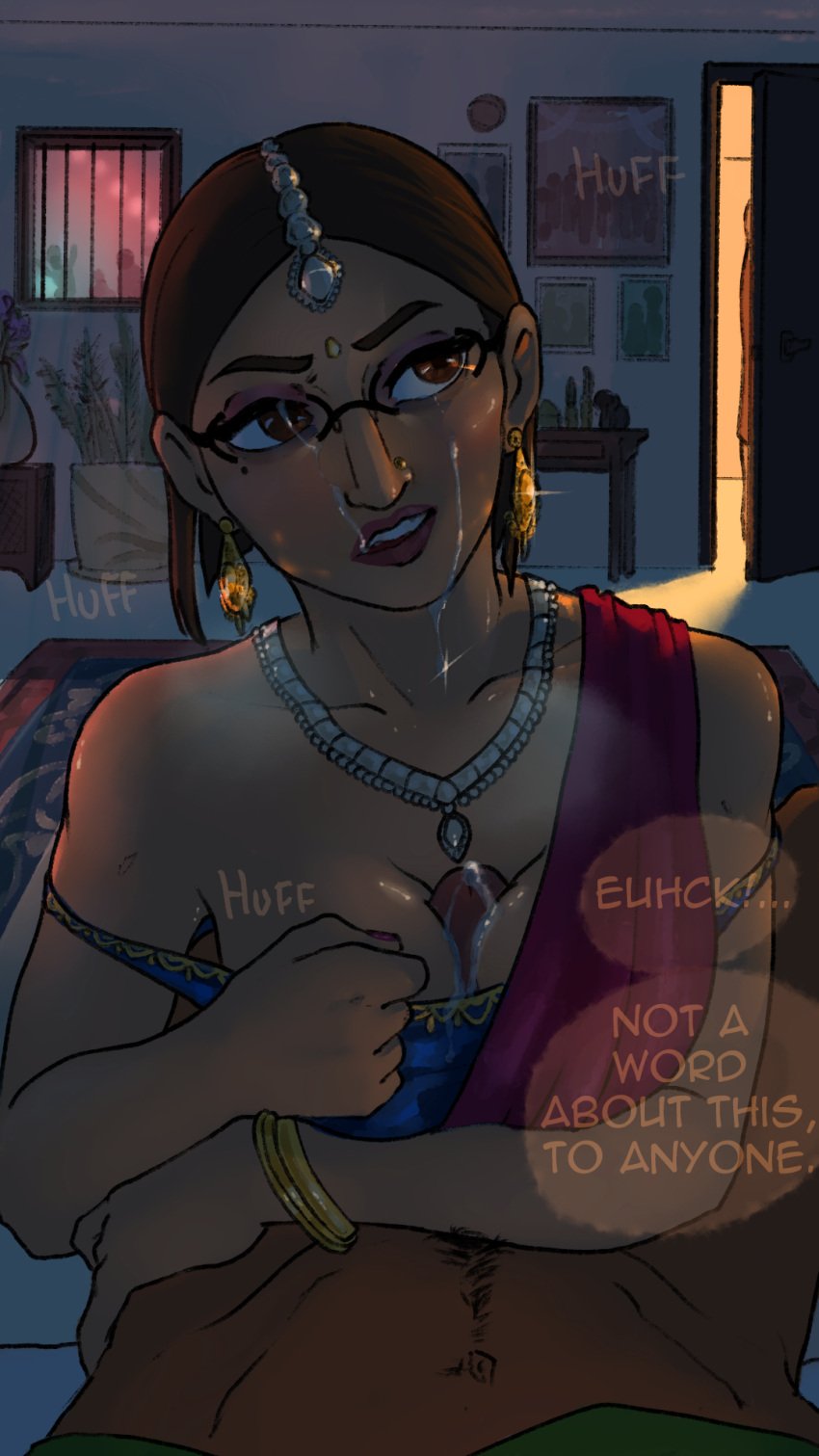 bindi cousins cum cum_on_face dark-skinned_female dark-skinned_male glasses incest indian indian_female jewelry lemonade_ghost original_character paavni_raghuvir paizuri pov public_sex sari tagme titfuck titjob