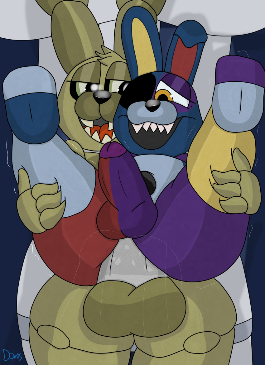 2boys absurd_res anal anal_sex animatronic anthro anthro_on_anthro anthro_only anthro_penetrated anthro_penetrating anthro_penetrating_anthro anthrofied ass balls banzo_(battington) battington better_version_at_source big_ass big_balls big_butt big_penis bubble_ass bubble_butt butt canine duo eyelashes five_nights_at_freddy's five_nights_at_freddy's_4 furry gay genitals green_background half-closed_eyes harmony_and_horror hi_res humanoid_penis lagomorph male male/male male_only male_penetrated male_penetrating male_penetrating_male mammal open_mouth penetration penis plushie plushtrap plushtrap_(fnaf) plushtrapboyuwu rabbit robot sharp_teeth testicles thick_thighs tongue two_tone_penis wide_hips yaoi yellow_eyes