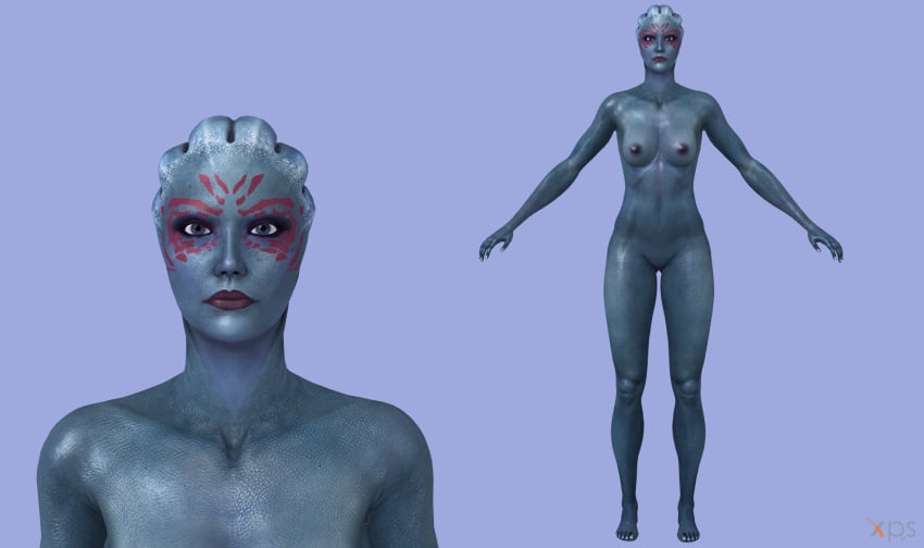 1girls 3d 3d_model alien_girl asari blue_skin blue_skinned_female completely_nude completely_nude_female mass_effect model nude nude_female vittorio