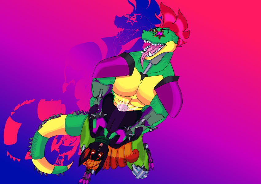 ahe_gao alligator alligator_tail alligatorid alligatorid_humanoid animatronic anthro artist_request background biceps body_markings crocodile crocodile_tail crocodilian crocodylid cum cum_inside facial_markings five_nights_at_freddy's five_nights_at_freddy's:_security_breach fnaf gradient_background green_body heart heart-shaped_pupils lighting_bolt machine male/ambiguous mohawk mohawk_(hairstyle) montgomery_gator_(fnaf) muscular muscular_anthro muscular_arms muscular_male muscular_thighs non-human non_mammalian_nipples pink_glans red_hair reptile reptile_humanoid robot robot_humanoid scottgames simple_background spiked_bracelet spotted_body steel_wool_studios tail tail_markings tattoo two_tone_body