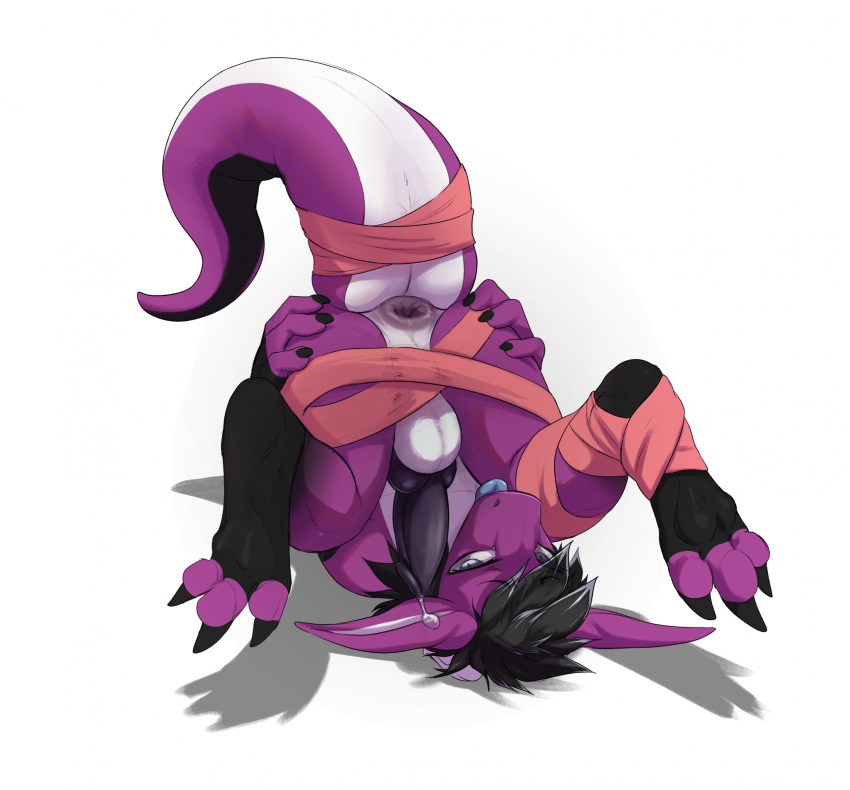 anthro anus ass black_claws black_knot black_pawpads black_penis bodily_fluids claws dragon dripping erection genital_fluids genitals hi_res knot kobold looking_at_viewer male mythological_creature mythological_scalie mythology pawpads penis pink_pawpads precum precum_drip presenting presenting_anus purple_anus scalie snake28 solo spread_butt spreading