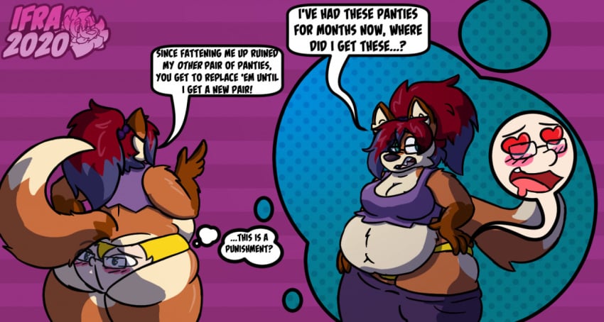 anthro bbw chubby clothestf forgetting fox_girl ifra inanimate_transformation living_underwear original original_character panties transformation underwear_transformation