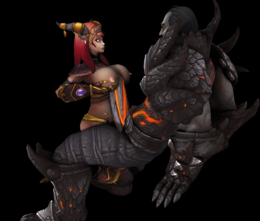 1boy 1girls 3d alexstrasza animated animated big_ass big_breasts blizzard_entertainment deathwing huge_cock light-skinned_female light_skin paizuri red_hair warcraft world_of_warcraft