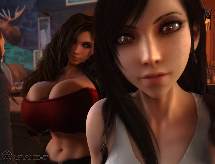 3d 3d_(artwork) alternate_breast_size bar bar_counter black_hair blaze_fielding breasts brown_hair casual cleavage close-up closeup clothed clothed_female clothing cropped_jacket earrings female female_focus final_fantasy final_fantasy_vii final_fantasy_vii_remake fit fit_female gloves hoop_earrings hourglass_figure huge_ass huge_breasts human human_female human_only jacket large_ass leaning_against_counter leaning_back leaning_forward long_eyelashes long_hair looking_at_viewer midriff midriff_baring_shirt miniskirt nipple_bulge nipples nipples_visible_through_clothing red_eyes red_skirt short_skirt sitting skirt streets_of_rage streets_of_rage_4 suspenders tank_top thighs tifa_lockhart toned_stomach top_heavy top_heavy_breasts tube_top tubetop upper_body vaako wide_hips