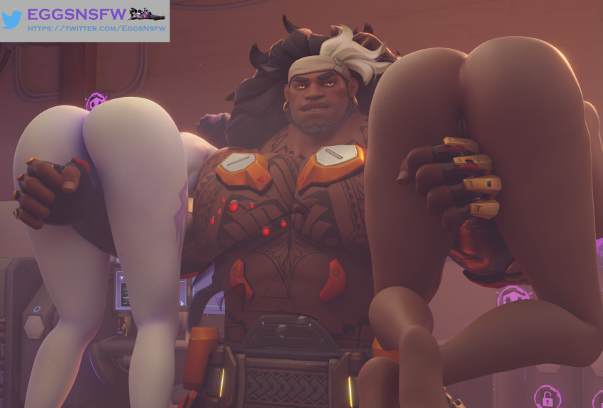 1boy 2girls amelie_lacroix asshole big_butt blizzard_entertainment butt_crack carrying eggsnsfw female holding latina lifting male mauga maugaloa_malosi multiple_girls nude nude_female olivia_colomar overwatch overwatch_2 purple_skin pussy sombra tagme widowmaker