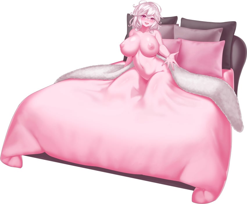 1girls bed bed_chan_(monster_girl_dreams) belly belly_button big_breasts breasts female female_focus female_only fully_nude funny game_cg monster_girl monster_girl_dreams navel nipples nude nude_female pink_nipples pink_skin sitting solo tagme threshold wtf