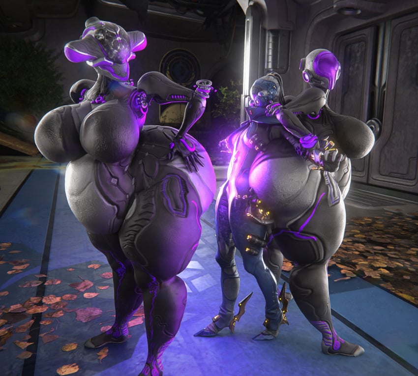 bbw big_ass big_breasts breasts bubble_butt cleavage female huge_ass huge_breasts mag_(warframe) mesa_(warframe) overweight overweight_female qzk_forte thick_thighs warframe wide_hips