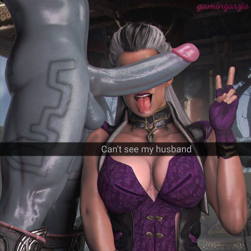 3d aztec balls big_breasts big_penis black_hair breasts busty cant_see_the_haters cheating cheating_wife erect_penis erection female female_focus gamingarzia glans kotal_kahn large_breasts large_penis long_hair long_penis male mature mature_female milf mortal_kombat mortal_kombat_11 partial_male peace_sign penis sindel tagme testicles text tied_hair white_hair