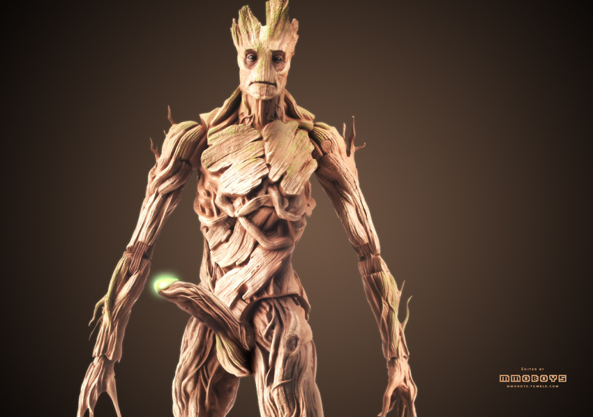 1boy groot guardians_of_the_galaxy male male_only marvel mmoboys mmoboys_(artist) nude penis solo standing