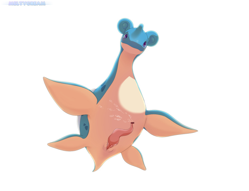 blush bodily_fluids censored cum digital_media_(artwork) erection feral genital_fluids genitals horn interspecies lapras looking_at_viewer male marine meltycream nintendo nude pokémon_(species) pokemon simple_background smile solo video_games