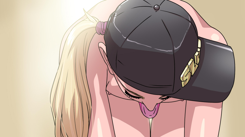 1boy 1femboy alex_(tekuho) androgynous balls_in_panties baseball_cap blonde_hair crossdressing dressing eyelashes femboy feminine_male girly hair_band human human_only male male_only nipple original panties panty_bulge penis_bulge penis_in_panties pink_panties ponytail slut_cap solo teenager tekuho trap