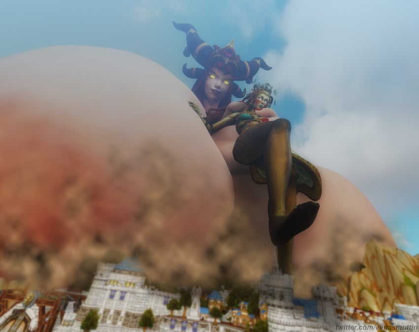 2020 3d alexstrasza bbw blender blizzard_entertainment destruction dragon_aspect eastern_kingdoms eonar female fingering giantess growth horns hyper_ass hyper_breasts larger_female red_dragonflight smaller_female stormwind titan_(warcraft) vanasmut warcraft world_of_warcraft yuri